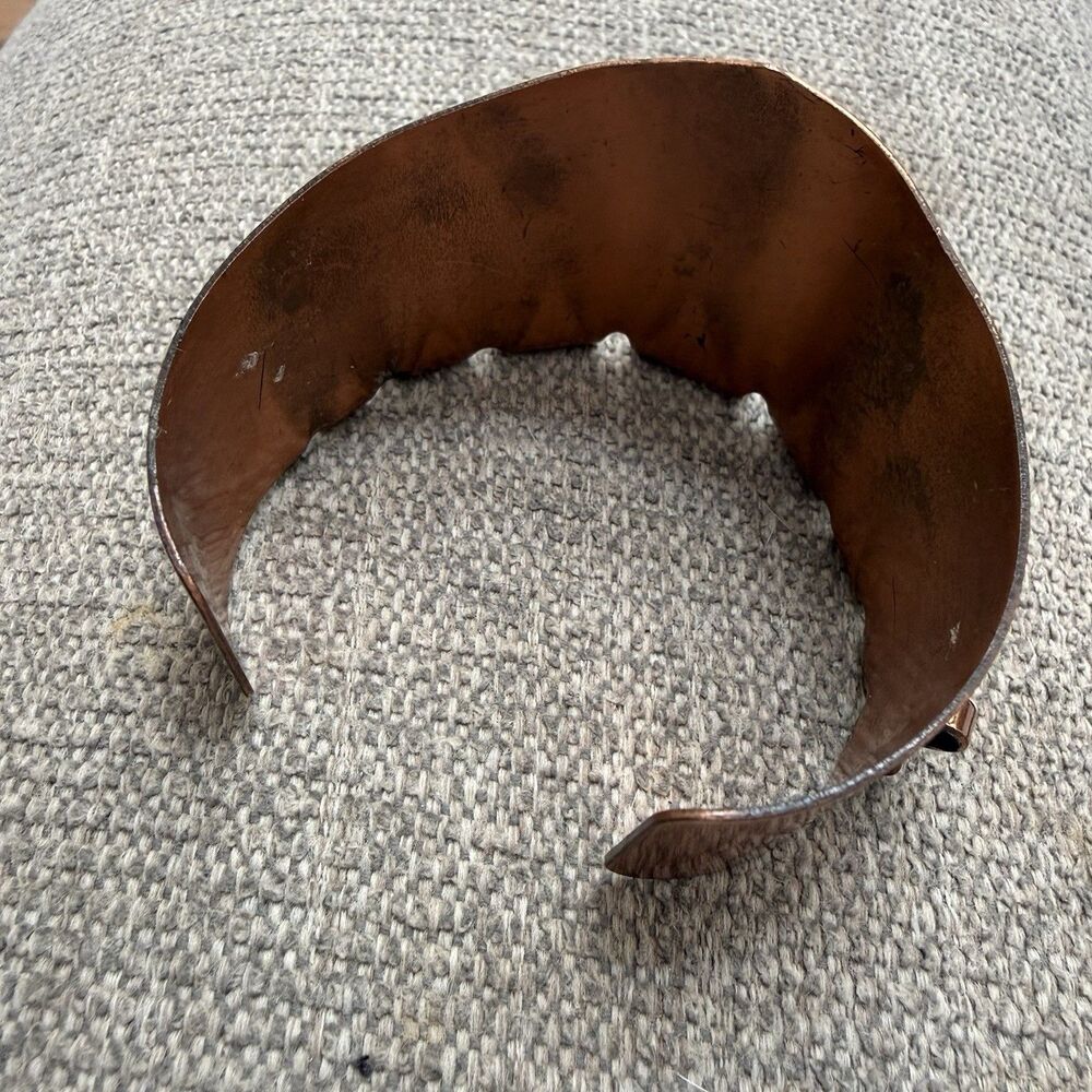 Vtg MCM Signed Renoir Modernist Copper Oxidized Cuff Bracelet Mid Century Modern - Picture 7 of 8